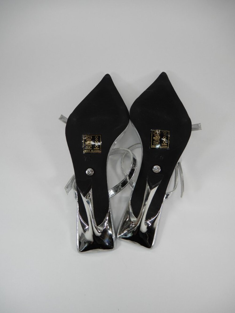 AZALEA WANG Swen Silver Stiletto Sandals Heels Size 7.5 Silver Metallic NEW - Picture 14 of 14